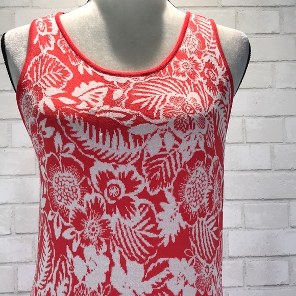 NWT Knit Tropical Palm Print Maxi Dress Side Slit - Picture 3 of 9